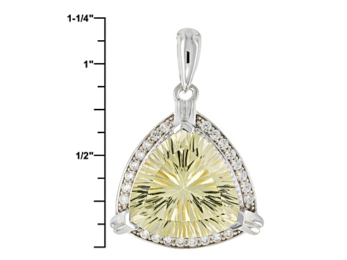 8.08ct Trillion Yellow Labradorite And .43ctw Round White Zircon Sterling Silver Pendant With Chain