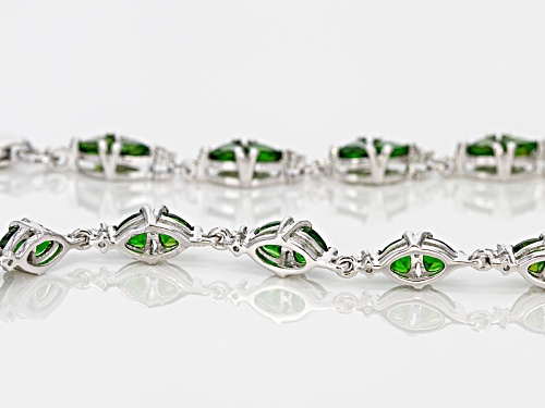 4.00ctw Trillion Russian Chrome Diopside And .08ctw Round White Topaz Silver Bracelet - Size 8