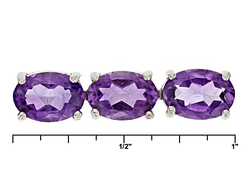 7.70ctw Oval African Amethyst Rhodium Over Silver Bolo Bracelet. Adjusts Approximately 6