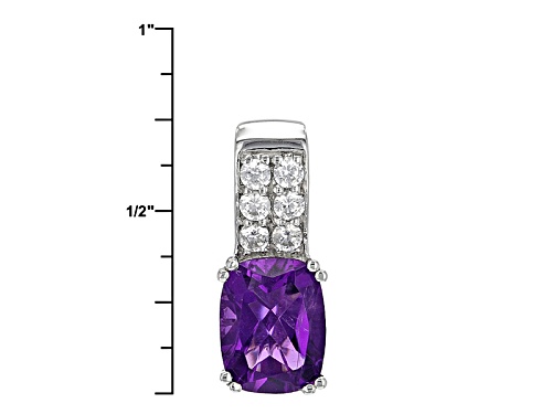 1.66ct Rectangular Cushion African Amethyst And .29ctw Round White Zircon Silver Pendant With Chain