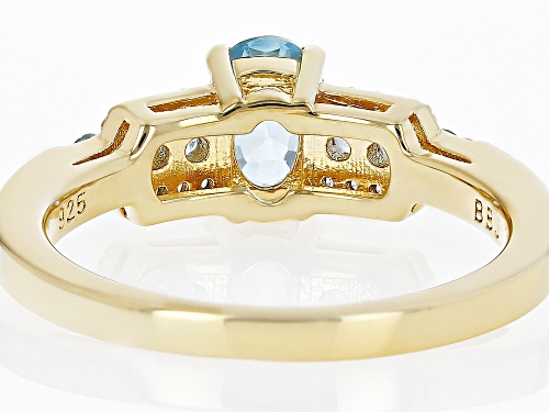 1.37ctw Blue Zircon, Blue Apatite And White Zircon 18k Yellow Gold Over Sterling Silver Ring - Size 8