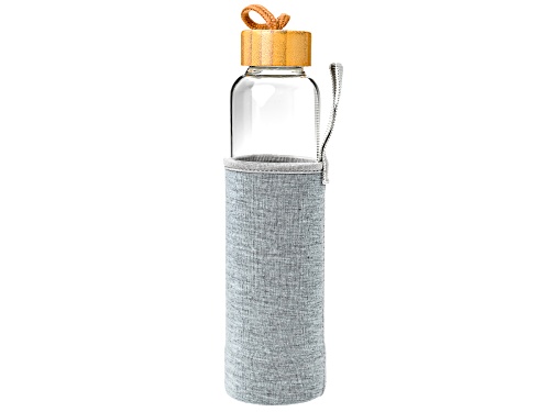 Glass & Bamboo Water Bottle with Amethyst Chips