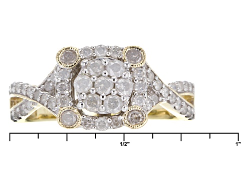 .75ctw Round White Diamond 10k Yellow Gold Ring - Size 7