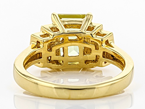 2.23ct Emerald Cut Yellow Apatite w/ .23ctw Round Yellow Sapphire 18k Gold Over Sterling Silver Ring - Size 8