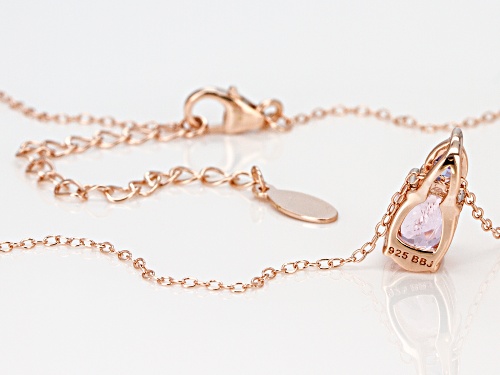 1.48CT OVAL KUNZITE WITH .26CT PEAR SHAPE TANZANITE 18K ROSE GOLD OVER SILVER PENDANT WITH CHAIN