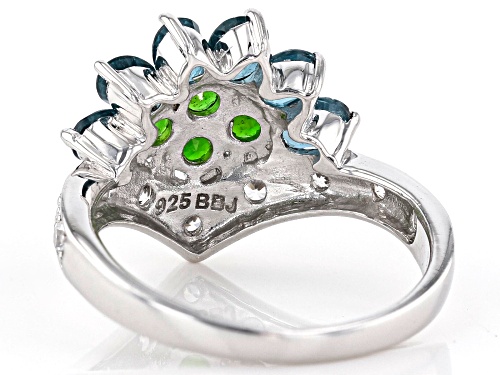 1.12ctw Chromium Kyanite, .40ctw Chrome Diopside and .26ctw White Zircon Rhodium Over Silver Ring - Size 8