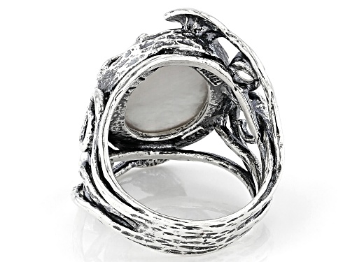 White South Sea Mother-of-Pearl & White Topaz Sterling Silver Ring - Size 7