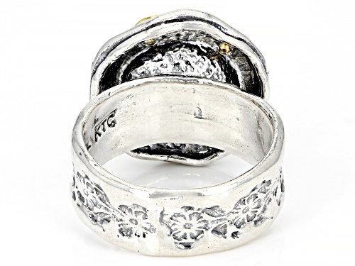 9.5-10mm White Cultured Freshwater Pearl Sterling Silver & 14k Yellow Gold Over Sterling Silver Ring - Size 9