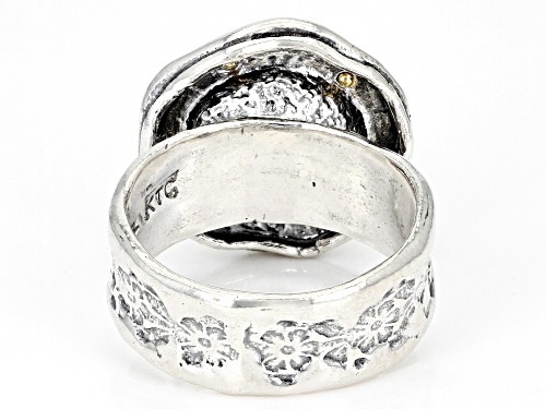 9.5-10mm Platinum Cultured Freshwater Pearl Sterling Silver & 14k Yellow Gold Over Silver Ring - Size 11