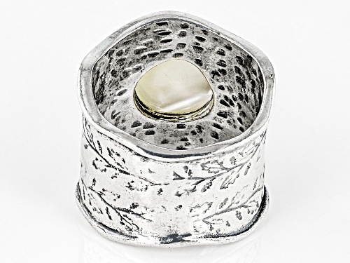 White South Sea Mother-Of-Pearl Sterling Silver Ring - Size 8