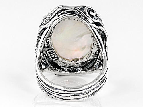 White South Sea Mother-Of-Pearl Sterling Silver Ring - Size 6