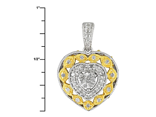 .20ctw Round White Diamond Rhodium & 14k Yellow Gold Over Sterling Silver Pendant With 18inch Chain