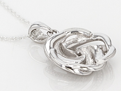 .10ctw Round White Diamond Rhodium Over Sterling Silver Pendant With An 18 Inch Rope Chain
