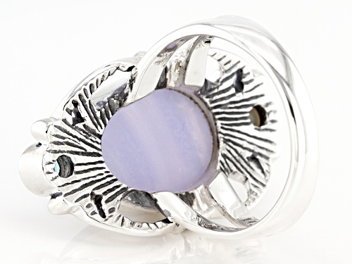 Artisan Collection of India™Blue Lace Agate,.23ct Blue Topaz & Cultured Freshwater Pearl Silver Ring - Size 8