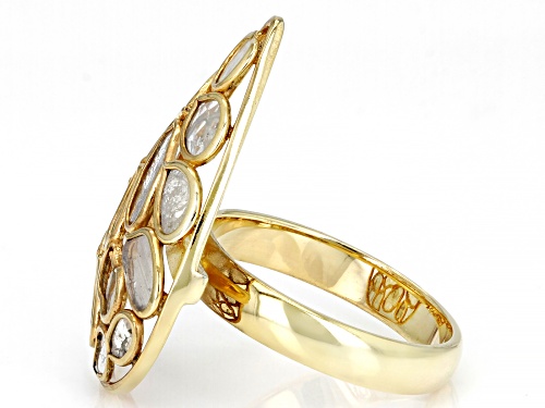 Artisan Collection Of India™ Polki Diamond 18k Yellow Gold Over Sterling Silver Ring - Size 10