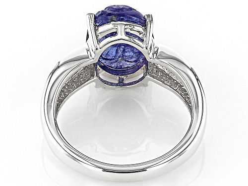 Artisan Collection of India™ 11x9mm Carved Tanzanite Sterling Silver Floral Ring - Size 8