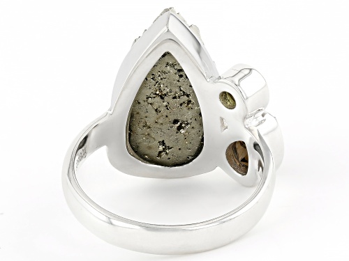 Artisan Collection of India™ Pyrite, Peridot, & Smoky Quartz Sterling Silver Ring - Size 7