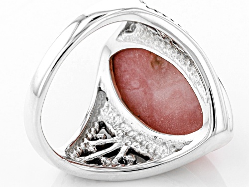 Artisan Gem Collection Of India, 20x10mm Marquise Cabochon Peruvian Pink Opal Sterling Silver Ring - Size 6