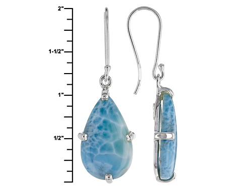 Artisan Gem Collection Of India, 25x15mm Pear Shape Cabochon Larimar Sterling Silver Dangle Earrings