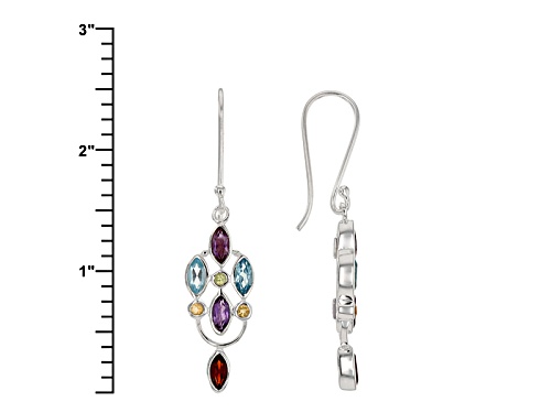 Artisan Gem Collection Of India™, 2.66ctw Multi-Gem Sterling Silver Dangle Earrings