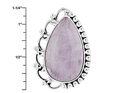 Artisan Gem Collection Of India, Pear Shape Cabochon Kunzite Sterling Silver Solitaire Ring - Size 6