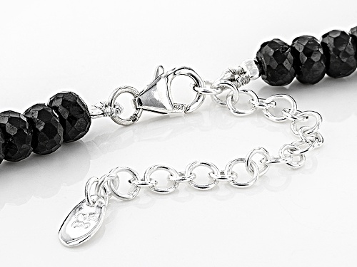 Artisan Collection Of India™ Approxmately 151.00ctw Black Spinel Bead Silver Floral Necklace - Size 18