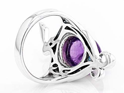 Artisan Collection of India™ 12x10mm Oval Amethyst Cabochon Sterling Silver Solitaire Ring - Size 8