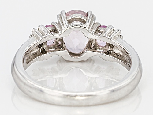 1.48ct Kunzite, .38ctw Pink Sapphire With .12ctw Round White Zircon Sterling Silver Ring - Size 12