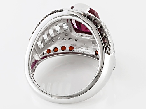 2.60ct Lab Created Ruby, .80ctw Vermelho Garnet™ And 1.81ctw White Topaz Silver Ring - Size 5