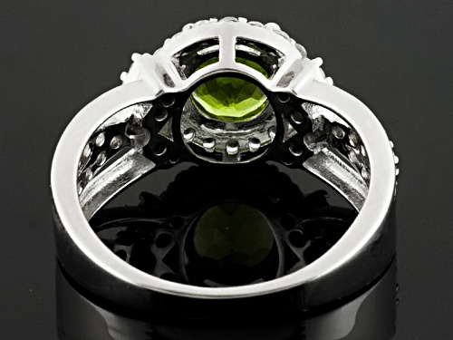 1.20ct Round Manchurian Peridot™ With .84ctw Round White Zircon Sterling Silver Ring - Size 11
