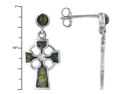 Artisan Collection Of Ireland™ Connemara Marble Sterling Silver Celtic Cross Earrings