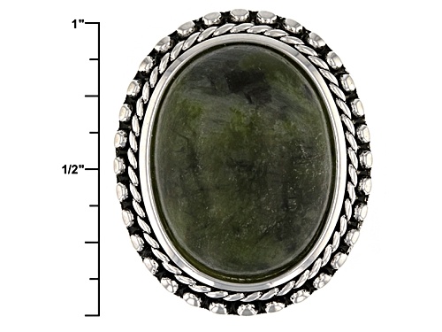 Artisan Collection Of Ireland™ 20x15mm Oval Cabochon Connemara Marble Solitaire Silver Ring - Size 5