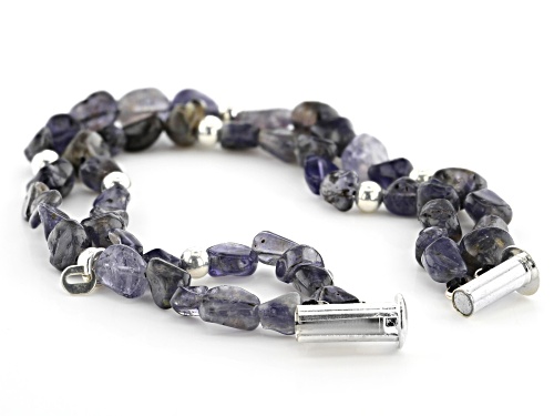 Artisan Collection of Ireland™ Free Form Iolite Nugget Silver Bead Necklace and Bracelet Set