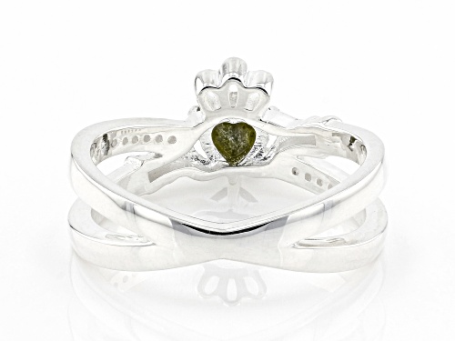 Artisan Collection Of Ireland™ Connemara Marble & 0.009ctw Topaz Sterling Silver Claddagh Ring - Size 9