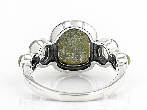 Artisan Collection of Ireland™ Connemara Marble & Rainbow Moonstone Silver Ring - Size 9