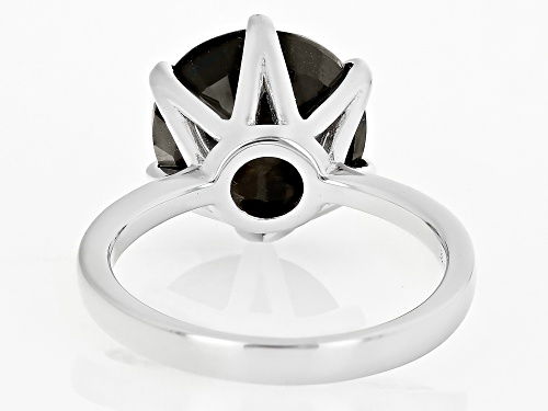 7.23ct Round Golden Sheen Sapphire Rhodium Over Sterling Silver Solitaire Ring - Size 9