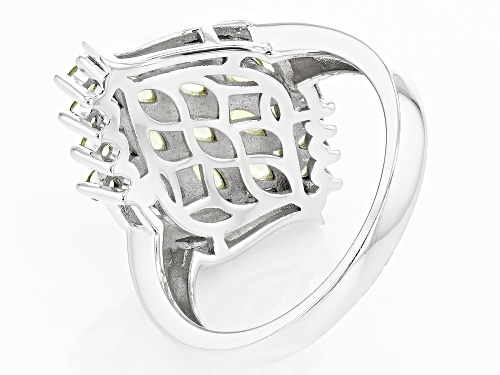 1.46ctw Manchurian Peridot™ Rhodium Over Sterling Silver Ring - Size 9