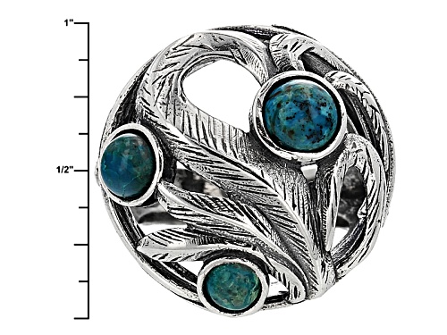 Artisan Collection Of Israel™ 4-6mm Round Cabochon Peacock Rock 3-Stone Sterling Silver Ring - Size 6