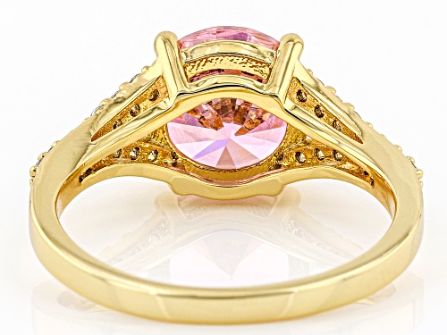 Joan Boyce, 9mm Round Pink and White Cubic Zirconia Gold Tone Ring - Size 10
