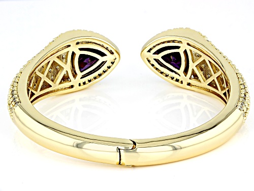 Joan Boyce, 24.96ctw White and Purple Cubic Zirconia Gold Tone Statement Cuff Bracelet