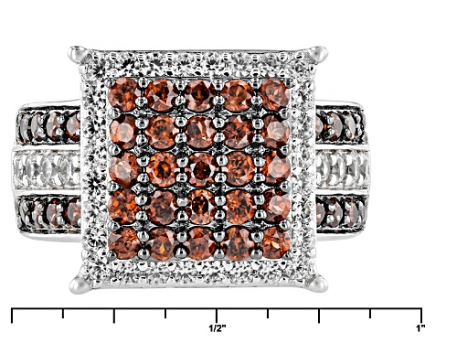 1.53ctw Round Mocha Zircon With .87ctw Round White Zircon Sterling Silver Cluster Ring - Size 5