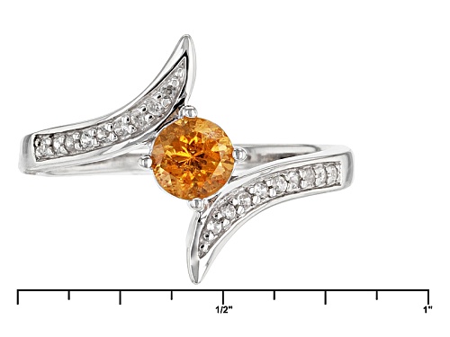 .50ct Round Mandarin Garnet With .10ctw Round White Zircon Sterling Silver Ring - Size 11