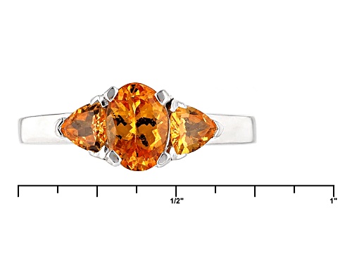1.39ctw Oval And Trillion Mandarin Garnet Sterling Silver 3-Stone Ring - Size 12