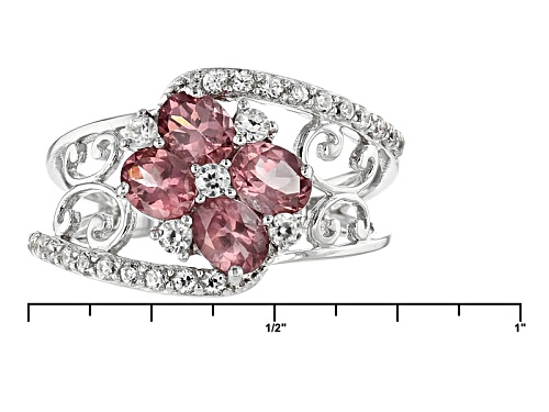 1.42ctw Oval Color Shift Garnet And .51ctw Round White Zircon Rhodium Over Sterling Silver Ring - Size 7