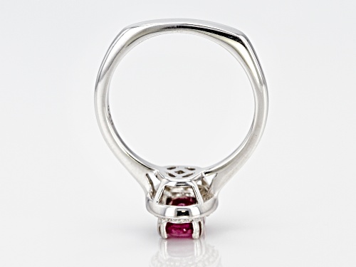 .80ct Burmese Ruby With .02ctw White Diamond Accent Rhodium Over Sterling Silver Ring - Size 10