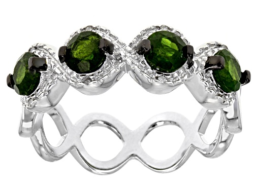 1.40ctw Chrome Diopside, .09ctw Green & .02ctw White Diamond Accents Rhodium Over Silver 3-Ring Set - Size 6
