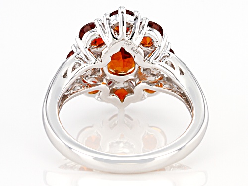 0.79ct Pear Shaped With 1.74ctw Round Madeira Citrine Rhodium Over Sterling Silver Cluster Ring - Size 7
