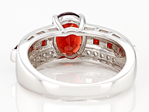 2.21ctw mixed shape Red Vermelho Garnet™ with 0.15ctw white zircon rhodium over sterling ring - Size 8