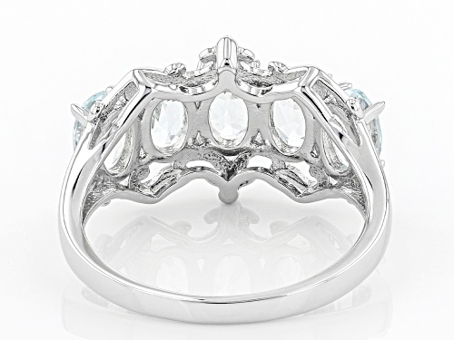 1.70ctw Oval Aquamarine Rhodium Over Sterling Silver Band Ring - Size 7