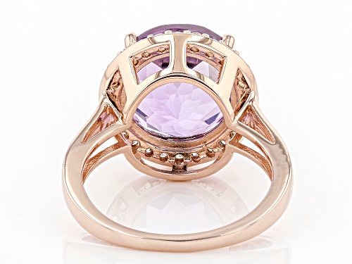 5.27ct Lavender Amethyst With 0.64ctw White Zircon 18K Rose Gold Over Silver Ring - Size 8